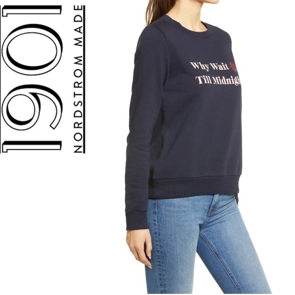 NEW Women's 1901 Why Wait Graphic Sweatshirt, Size Medium - Blue - Picture 3 of 8